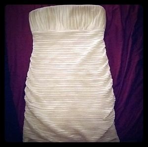 Ruched White Sparkly Bodycon Strapless Tube Dress